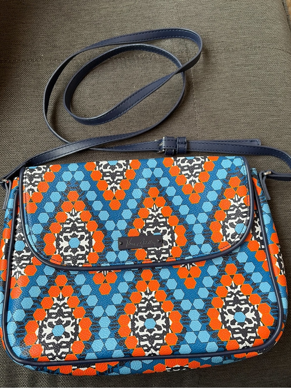 Vera Bradley Blue & Orange Geo Print Crossbody Bag